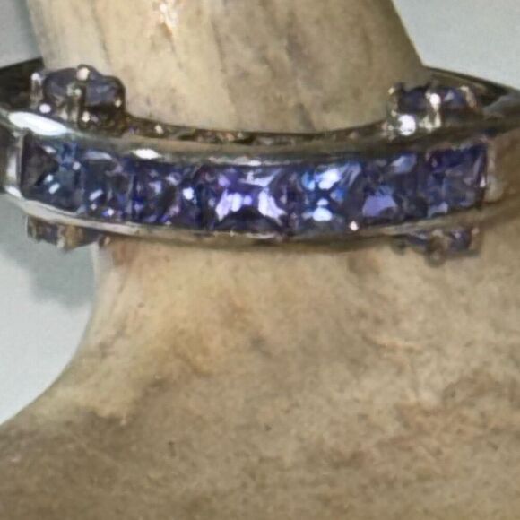 925 sterling silver & tanzanite ring band set side stone Sz 9 3.44g STS - Picture 6 of 8